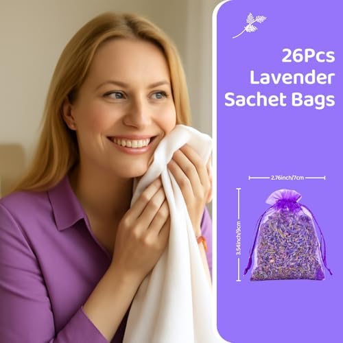 26 Pack Lavender Sachet Bags for Home and Wardrobe