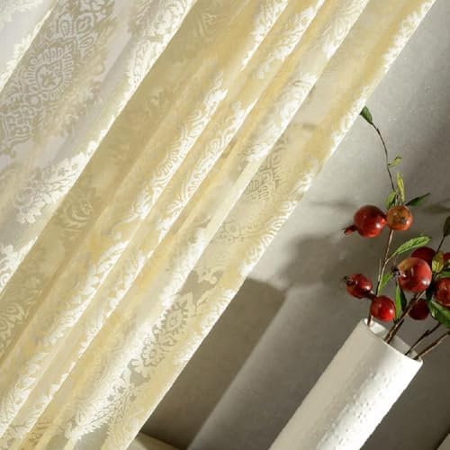 Simple European Style Yellow Solid Color Jacquard Curtains Panel
