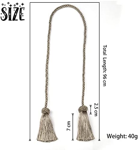 BEL AVENIR 2 Pack Curtain Tiebacks with Tassel Flaxen