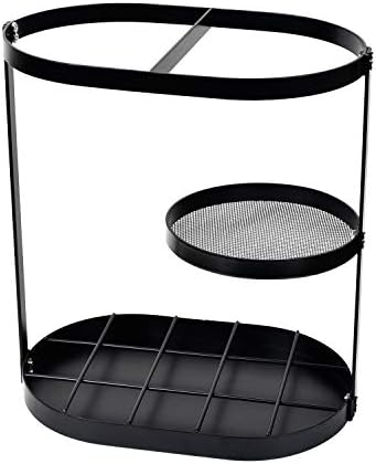 Modern Black Metal Umbrella Stand Rack with Drip Tray and 15 Slots
