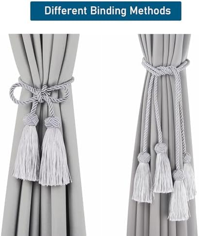 Elegant Grey Tassel Curtain Tiebacks 6 Pack