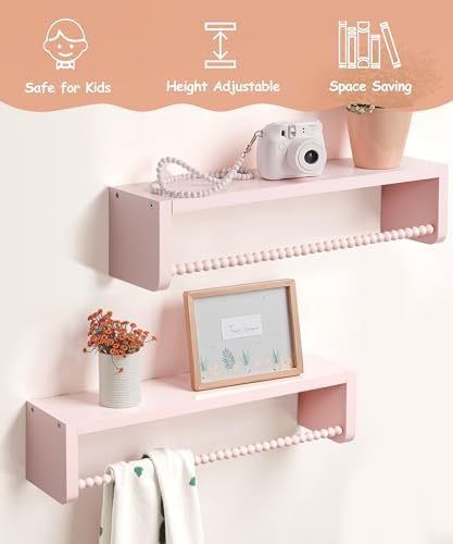 Pink Floating Bookshelf Wall Set of 3