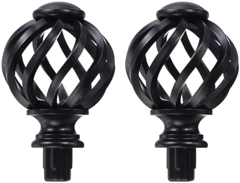 Uxcell Curtain Rod Finials 2Pcs Black Plastic Ends 19mm Diameter