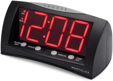 Westclox Digital Alarm Clock with Large Red LED Display and Oversized Snooze Bar