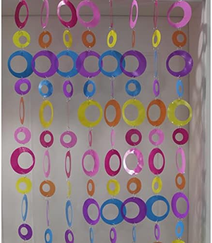 Queenbox 63in 8pcs Colorful Round Sequin Curtain