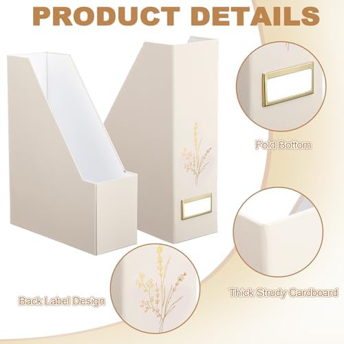 5 Pack Magazine File Holder Vertical Desk Organizer Beige