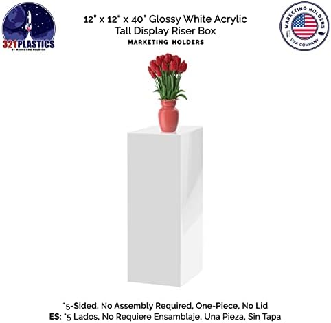 Tall White Acrylic Display Cube No Lid 12x12x40