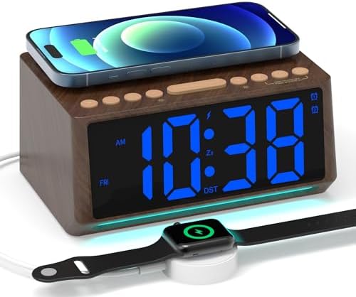 Retro Digital Alarm Clock with Large Numbers and 7 Mood Lights