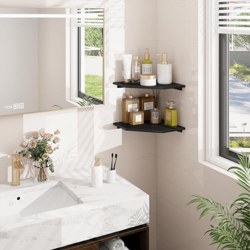 Homode Corner Floating Shelves Set of 2 Black