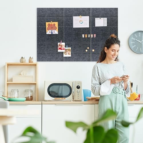 Yunihome Decorative Felt Bulletin Board Wall Tiles 6 Pack