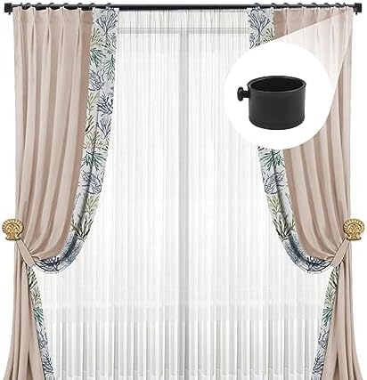 Curtain Rod Ends with Fixing Screws Black Durable 22mm Diameter