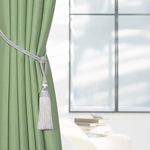 Fenghuangwu 2PCS Curtain Tassel Tiebacks Handmade Tassels Rope Holdbacks for Home Office Decor - White