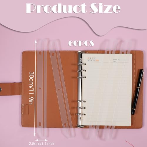 60 Pcs 3 Hole Magazine Holders for Binders 116 Inch Plastic Organizer