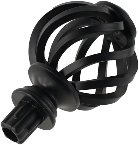Pokinge 2Pcs Plastic Curtain Rod Finials Black Spiral Cage Shape 34 Inch Fit