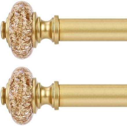 2 Pack Gold Curtain Rods for Windows 48-84 Inch