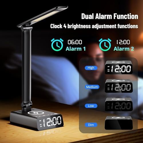 ELMWAY Alarm Clock with USB Charger and Outlets