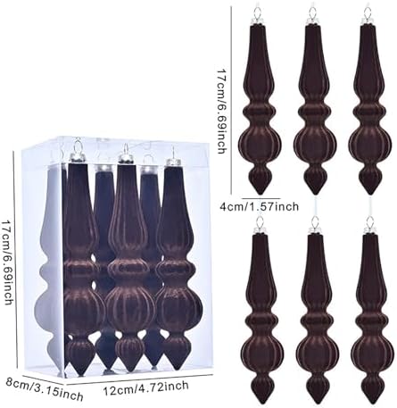 Ochine 6Pcs Shatterproof Christmas Finial Drop Ornaments