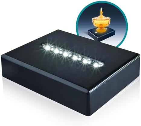 ASENTE 6 LED Light Pedestal with White Light - Black Lacquer Base