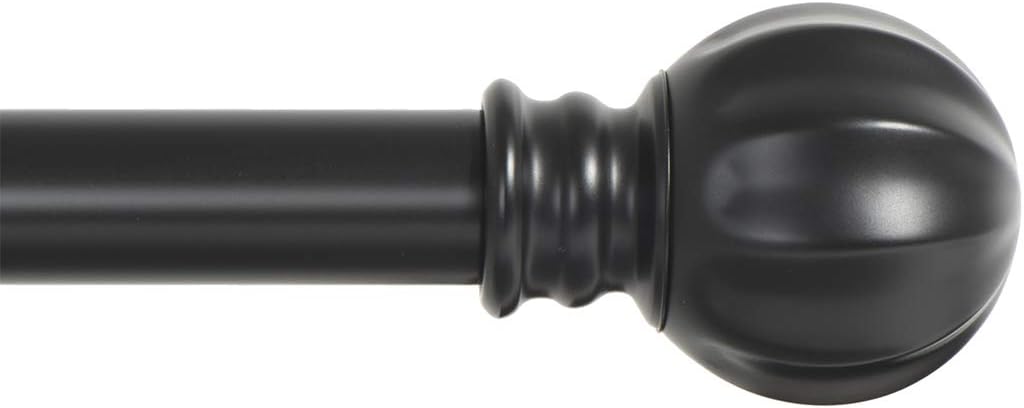Ivilon Curtain Rod with Ball Finials - 1 Inch Black