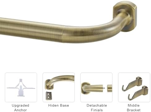 2 Pack 1 Inch Diameter Wrap Around Curtain Rods with Adjustable Length and Antique Bronze Finish