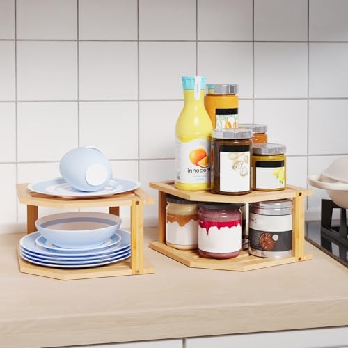 VERTORGAN Bamboo Corner Shelf 2 Pack