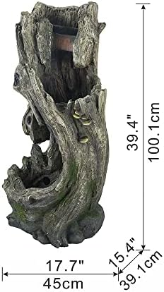 Kinsive Tree Trunk Fountain with Light for Indoor Outdoor Use