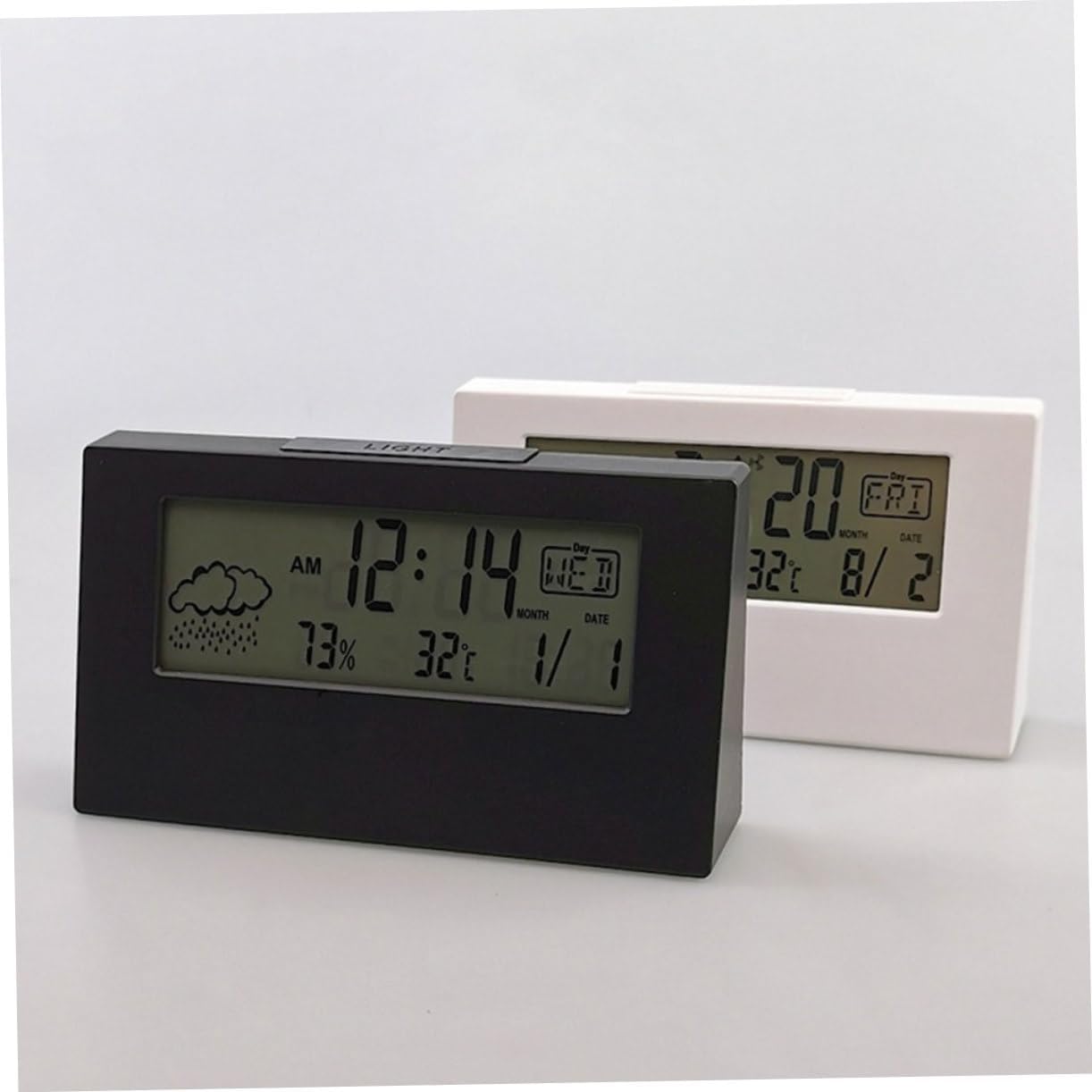 ABOOFAN LCD Temperature Humidity Alarm Clock with Weather