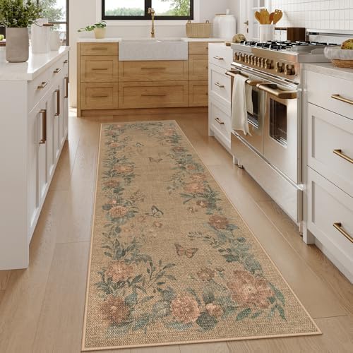Lahome Floral Jute Style Rug Runner 2x8