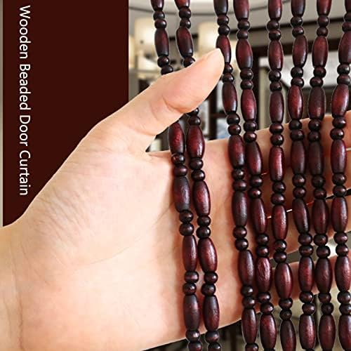 Wood Beaded Curtain 30 Strand Partition Door Panel Customizable for Bedroom Kitchen