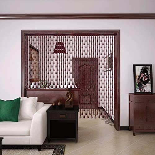Natural Wood and Bamboo Beaded Curtain for Bedroom Privacy