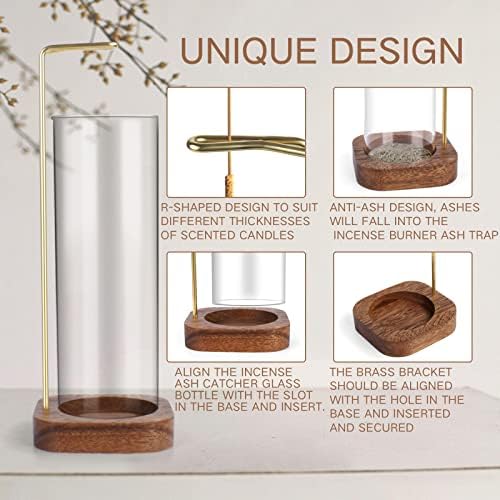 YHAOEN Incense Holder with Anti-Ash Design and Glass Catcher