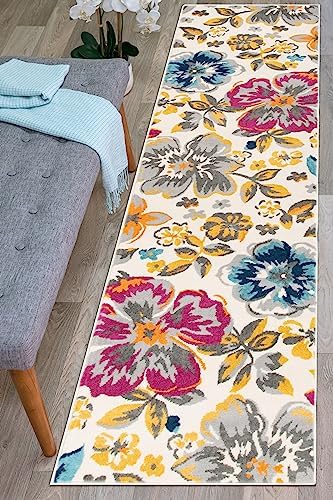 Modern Floral Runner Rug 2 x 7 Multi
