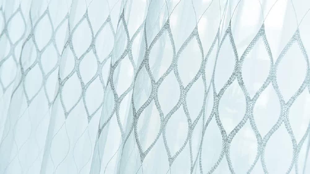 Modern Minimalist Geometric Embroidery Soft Drape Rod Pocket Curtains