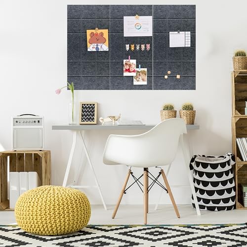 Yunihome Decorative Felt Bulletin Board Wall Tiles 6 Pack