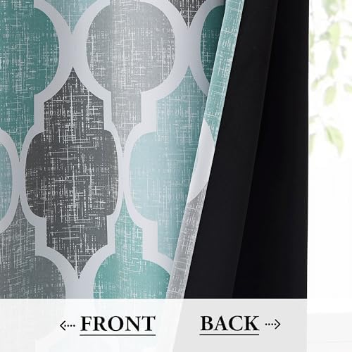Beauoop Blackout Curtains 50x63 2 Panels Aqua Grey
