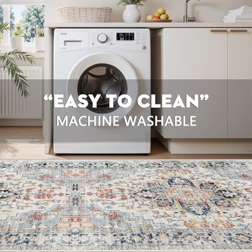 Boho Runner Rug 3x6 Washable Vintage Distressed Area Rug for Hallways Entryway Kitchen Bathroom