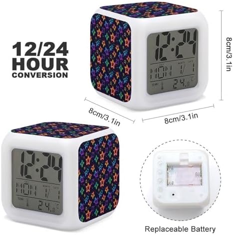 Colorful Stars Digital Alarm Clock with Night Light
