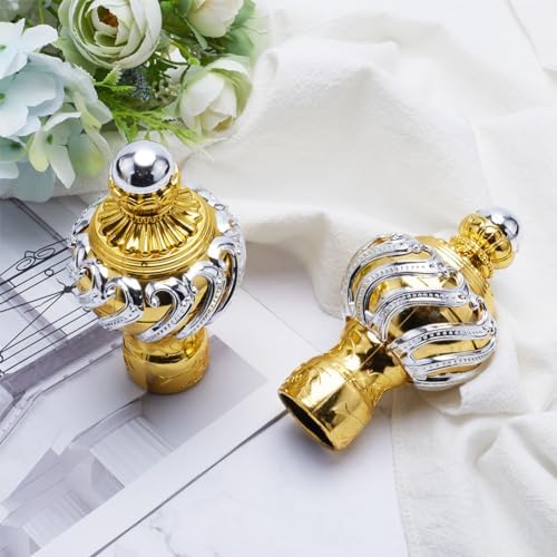 GORGECRAFT 4PCS Gold Curtain Rod Finials Ends Caps