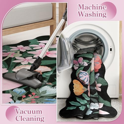 Floral 2x6 Washable Rug Runner with Non-Slip Backing