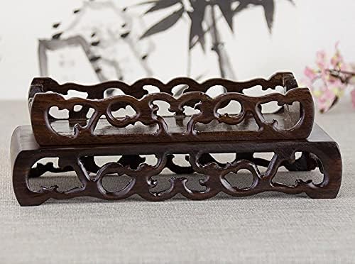 GOLDYWENDY Black Catalpa Wood Rectangular Book Scroll Base Flower Pot Vase Buddha Statue Display Stand Pedestal