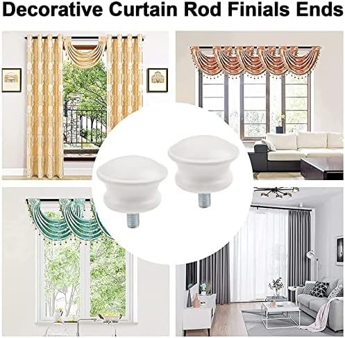 Curtain Finials 6Pcs Plastic Mushroom Shape Rod Caps White Vintage Window Decor