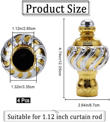 GORGECRAFT 4PCS Gold Curtain Rod Finials Ends Caps