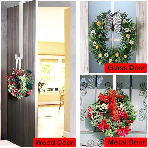 Adjustable Wreath Hanger for Front Door White