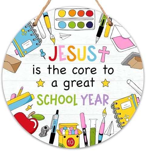 8 Inch Round Wooden Classroom Door Sign Decor