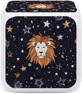 Lion and Stars Alarm Clock with Night Light and Date Display