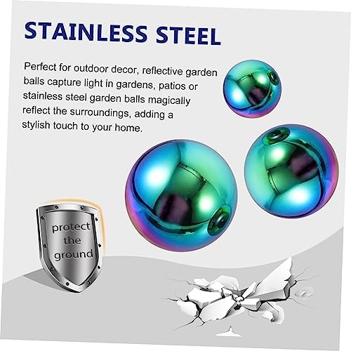 PRETYZOOM 3pcs Stainless Steel Balls Wall Decor for Garden and Home