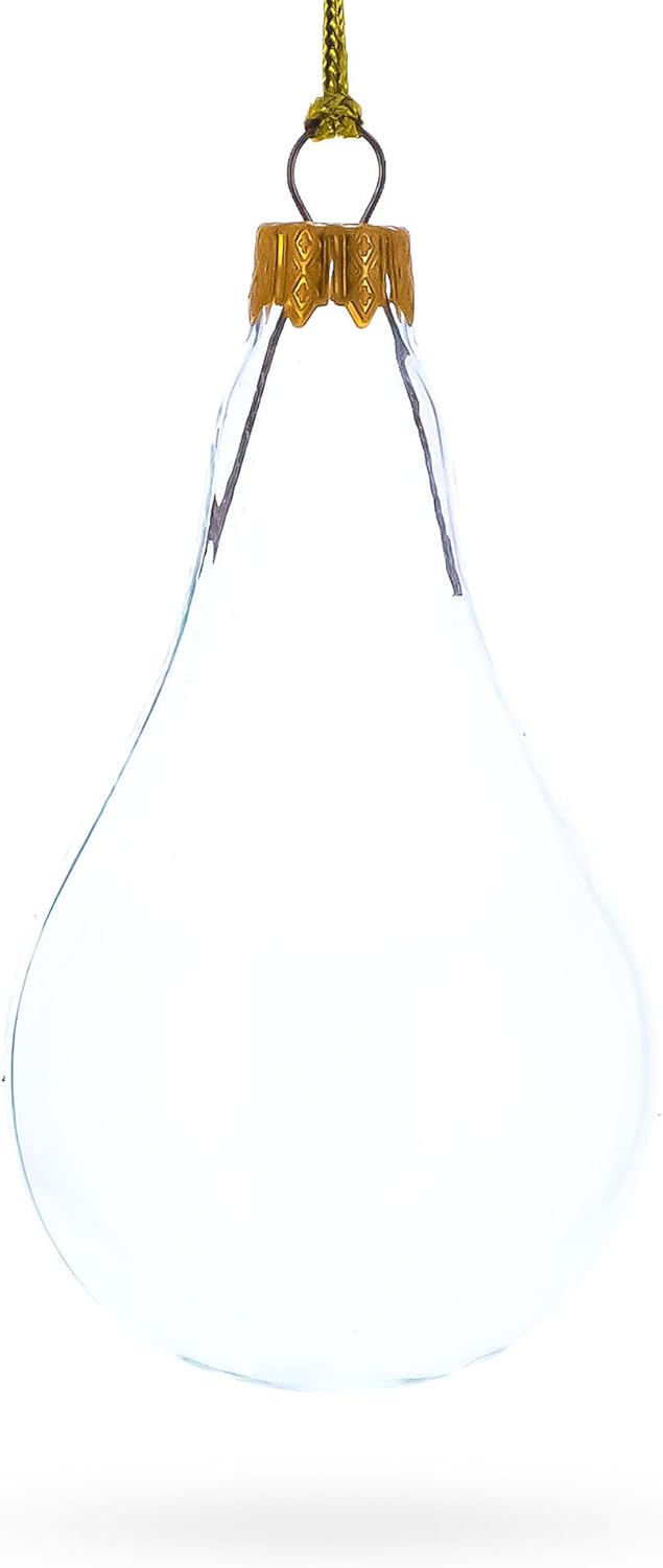 Set of 6 Clear Glass Waterdrop Finial Christmas Ornaments 1