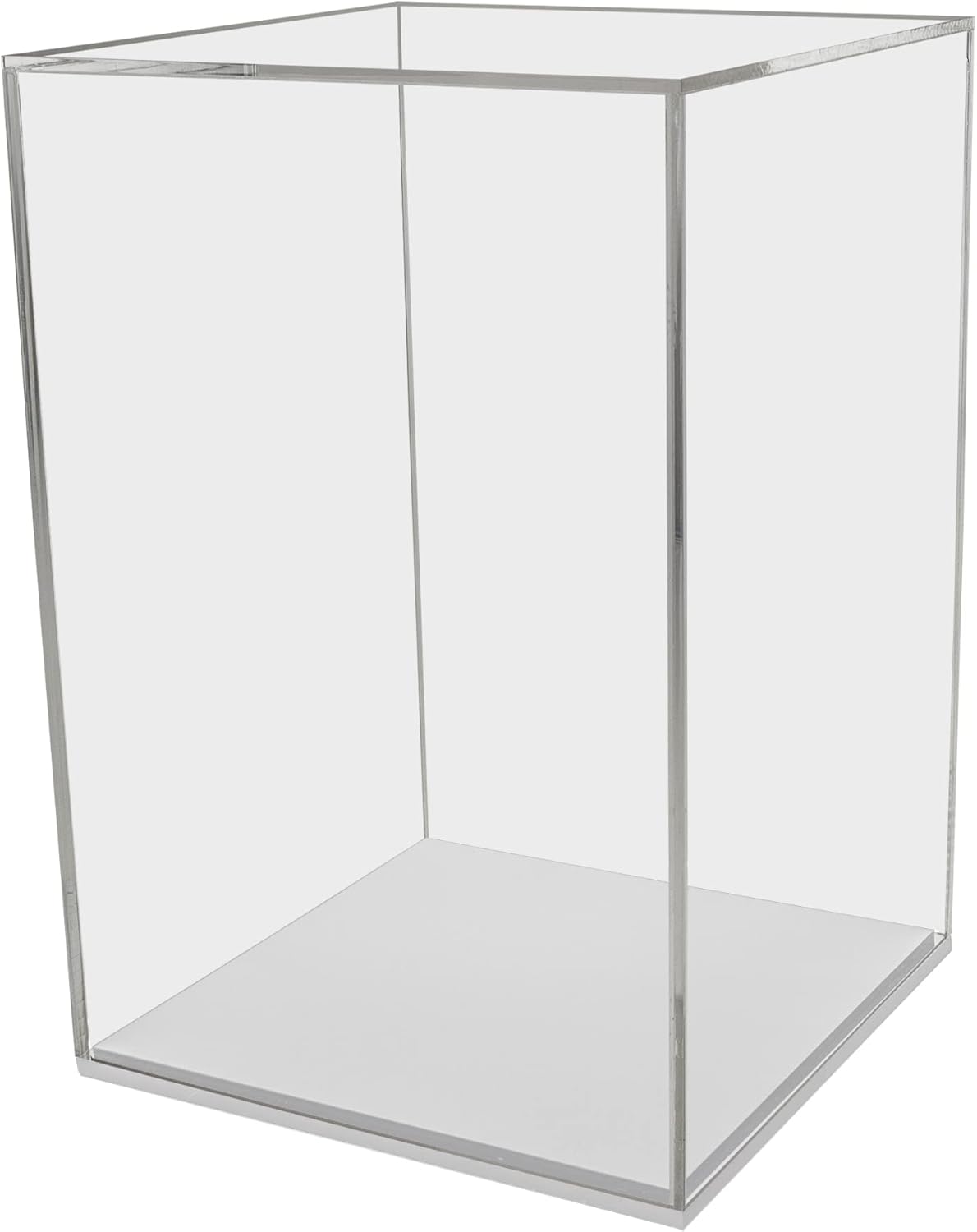 Tall Display Cube 12x12x16 Clear with White Base