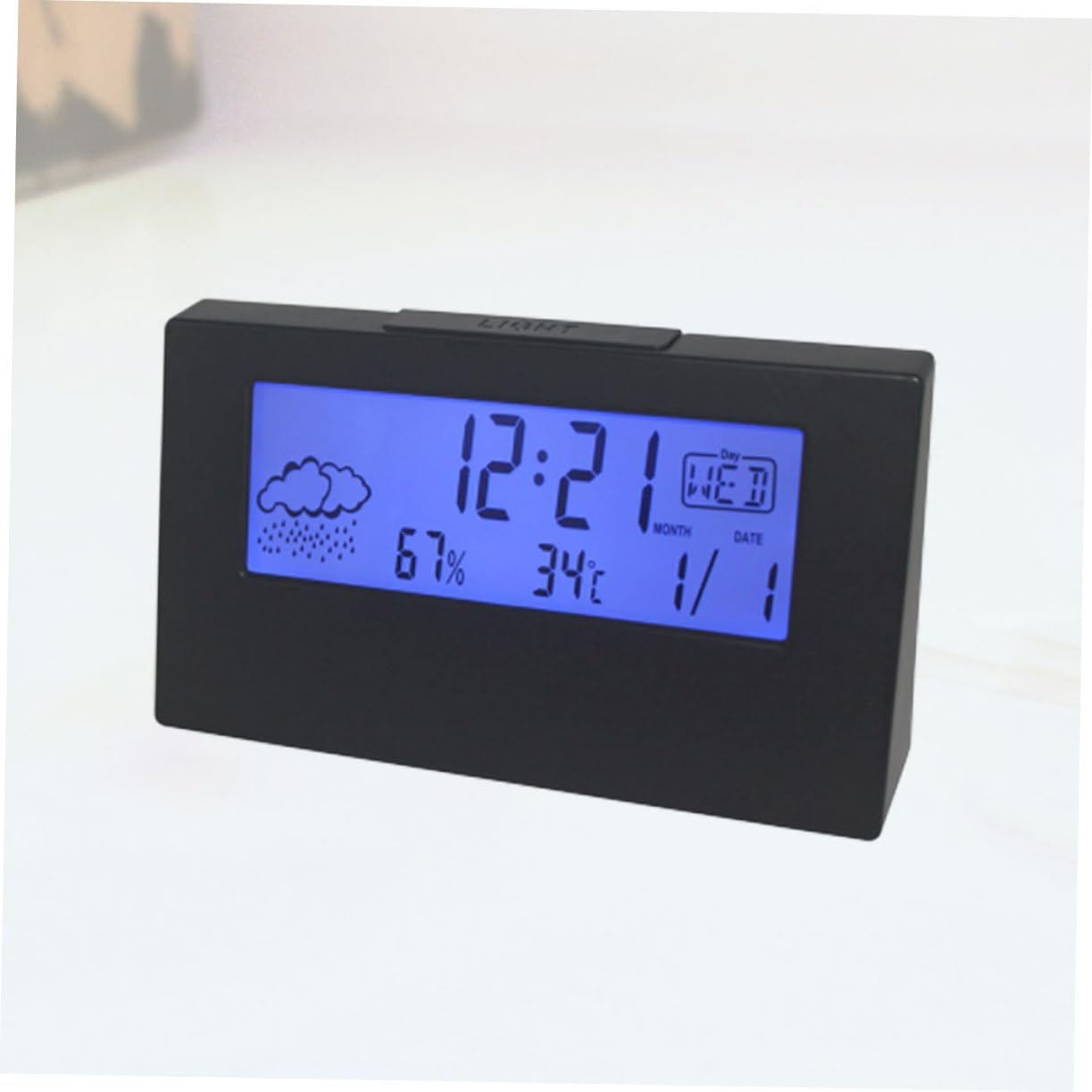 ABOOFAN LCD Temperature Humidity Alarm Clock with Weather