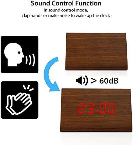 OCT17 Brown LED Alarm Digital Desk Clock with Brightness Control